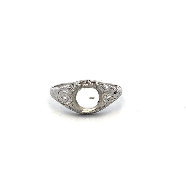 Vintage 18K Gold & Platinum Filigree Semi-Mount Art Deco Ring