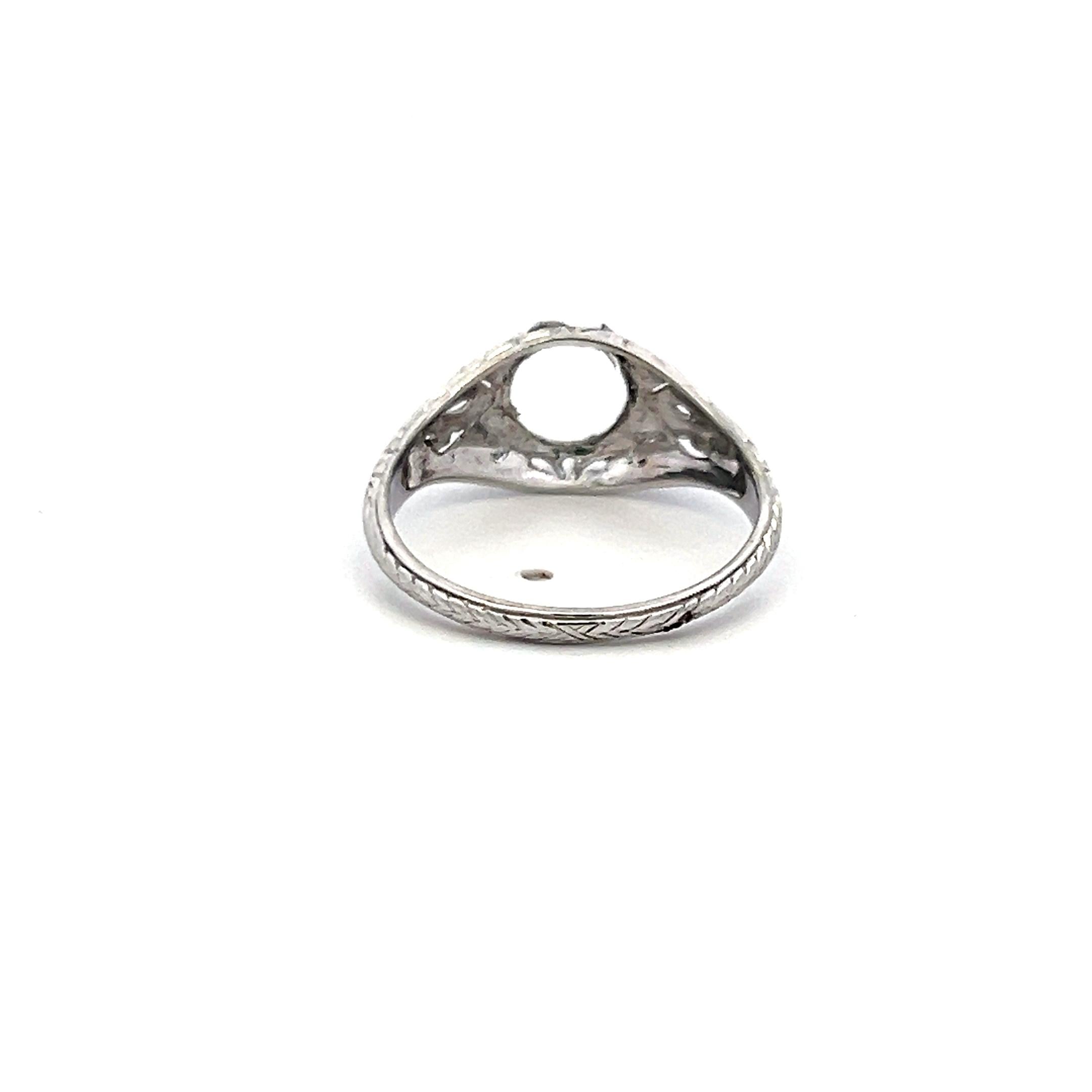 Vintage 18K Gold & Platinum Filigree Semi-Mount Art Deco Ring