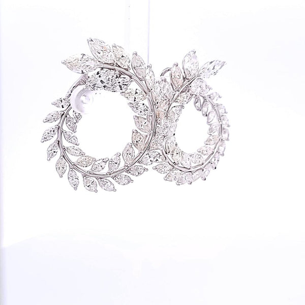 4.97 Carat Marquise Diamond Platinum Leaf-Motif Statement Wreath Earrings
