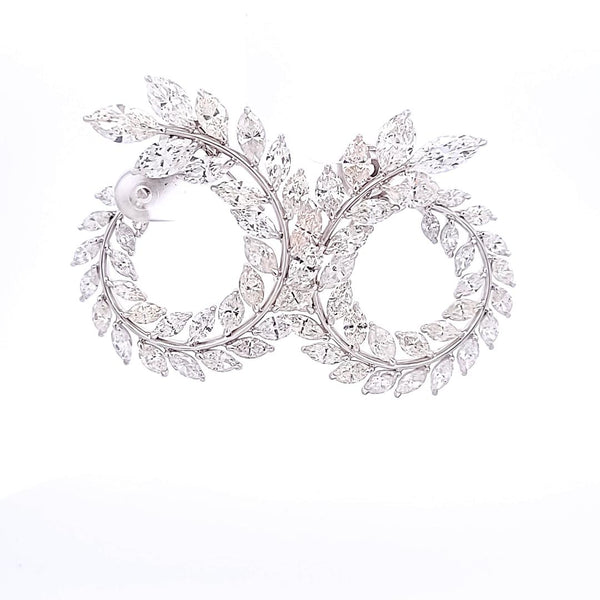 4.97 Carat Marquise Diamond Platinum Leaf-Motif Statement Wreath Earrings