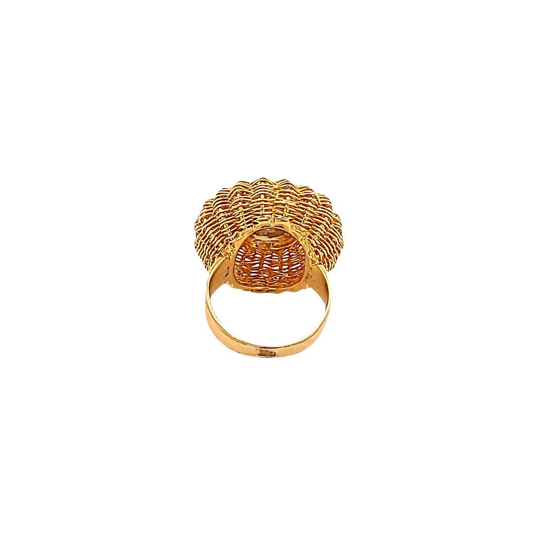 0.22 Carat Round Brilliant F VS1 Diamond 18 Karat Yellow Gold Cocktail Ring