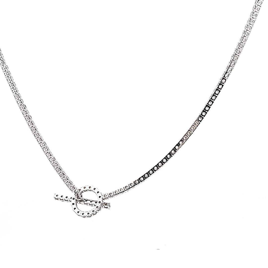 18K White Gold Tennis Necklace with 10.62 Carat Round G VS1 Diamonds