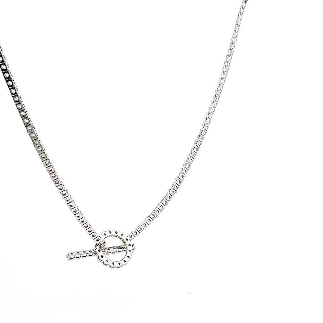 18K White Gold Tennis Necklace with 10.62 Carat Round G VS1 Diamonds
