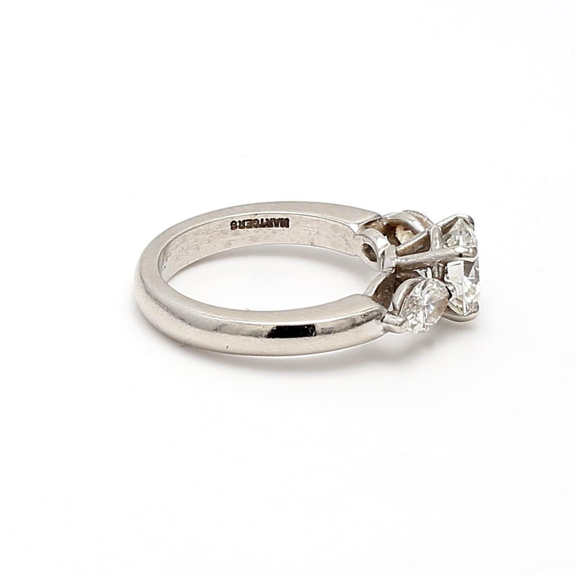 Platinum Engagement Ring with 2 Carat Round & Marquis Shape GIA Diamonds Size 6