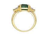 0.75 Carat Triangular Cut F-VS2 Diamond 2.90 Carat Emeral 18 Karat Yellow Gold Gems Stone Ring