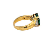 0.75 Carat Triangular Cut F-VS2 Diamond 2.90 Carat Emeral 18 Karat Yellow Gold Gems Stone Ring