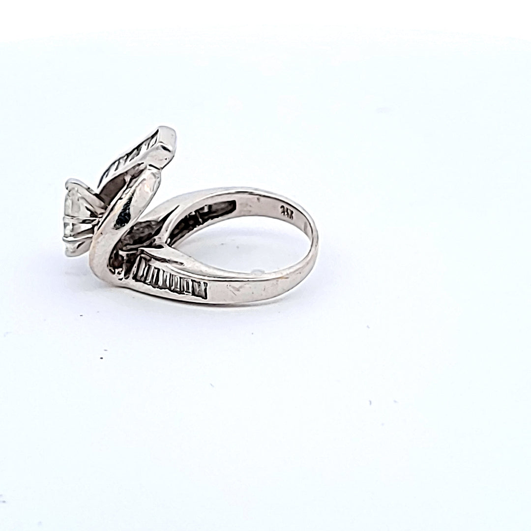 1.60 Carat Tapered Baguette Shape and Marquis Shape Diamond Platinum Cocktail Ring