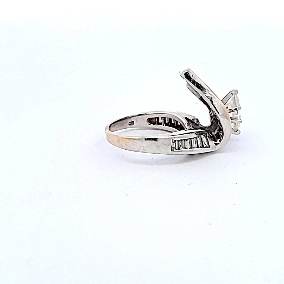 1.60 Carat Tapered Baguette Shape and Marquis Shape Diamond Platinum Cocktail Ring