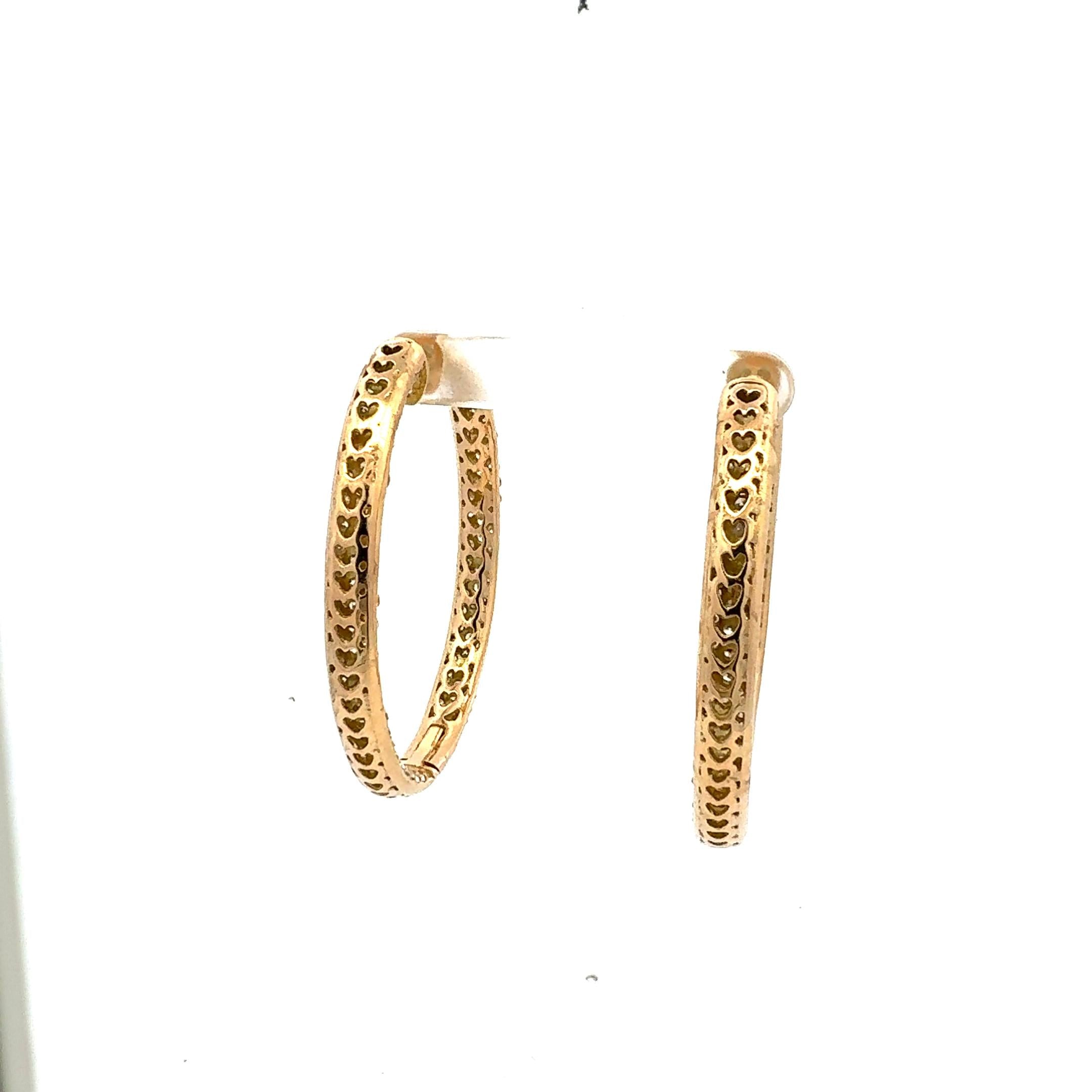 18K Yellow Gold 11.26ct H VS1 Round Brilliant Diamond Large Hoop Earrings