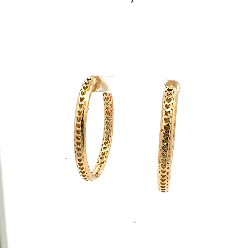 11.26 Carat Round Brilliant H VS1 Diamond 18 Karat Yellow Gold Hoop Earrings