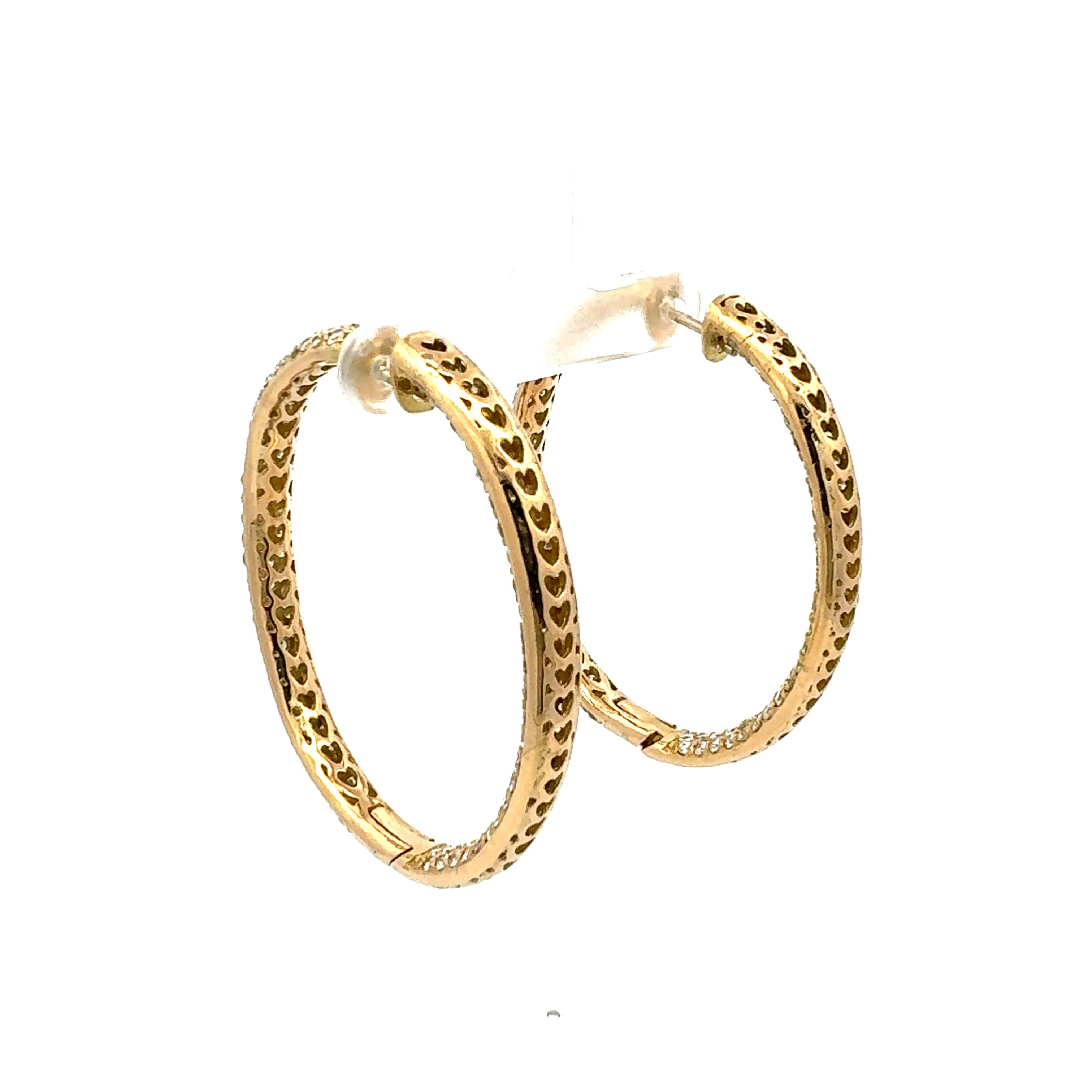 18K Yellow Gold 11.26ct H VS1 Round Brilliant Diamond Large Hoop Earrings