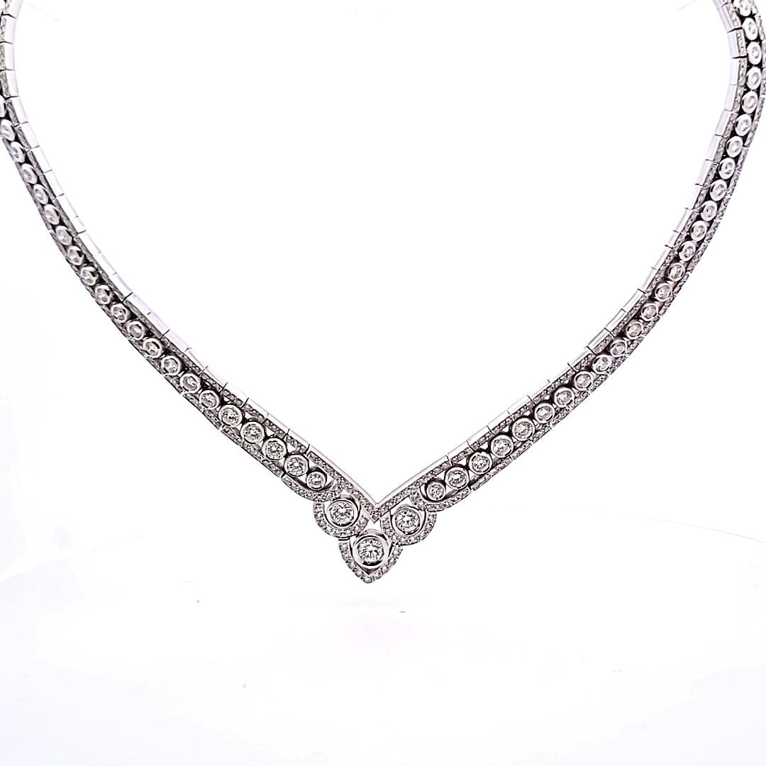 Vintage Platinum Statement Necklace with 20.26 Carat Round I-VS1 Diamonds