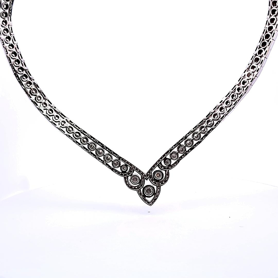 Vintage Platinum Statement Necklace with 20.26 Carat Round I-VS1 Diamonds