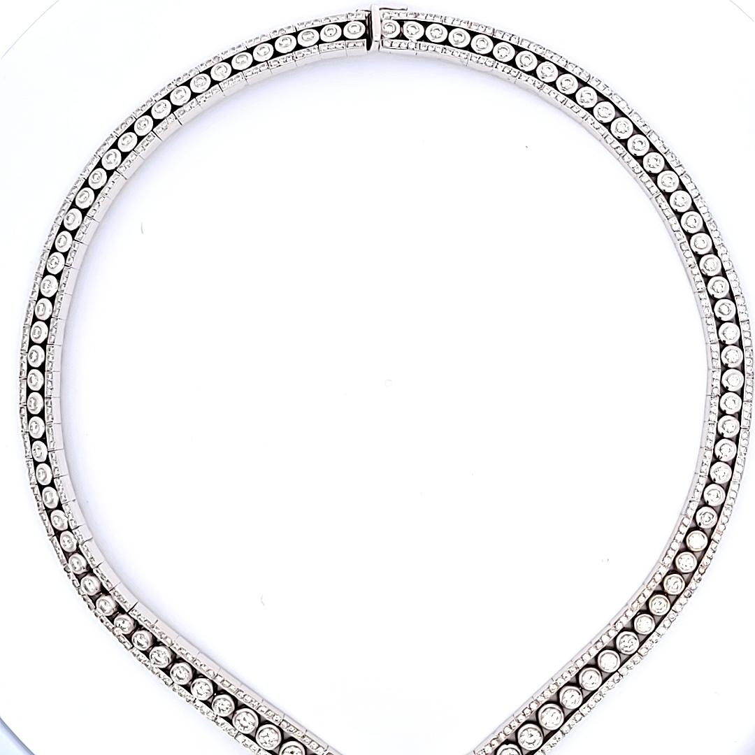 Vintage Platinum Statement Necklace with 20.26 Carat Round I-VS1 Diamonds