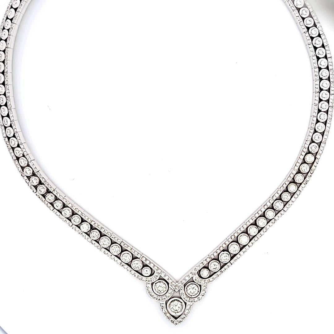 Vintage Platinum Statement Necklace with 20.26 Carat Round I-VS1 Diamonds
