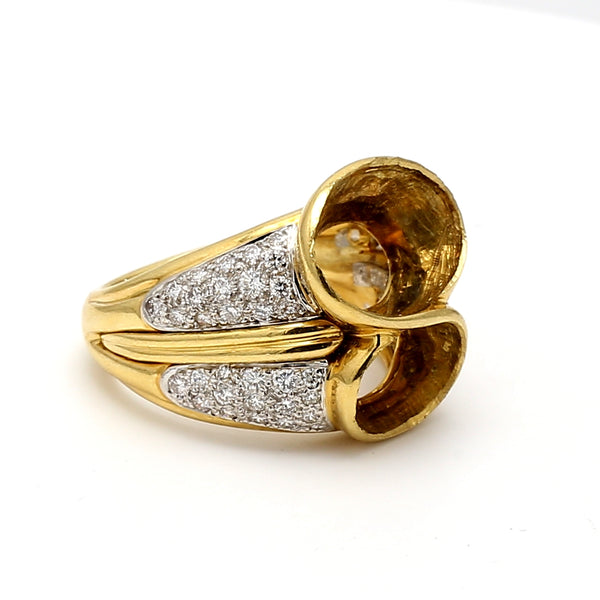 0.60 Carat Round Brilliant H VS1 Diamond 18 Karat Yellow Gold Semi Mount Ring