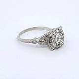 Vintage 1.34 Carat Old European Cut H-SI1 Diamond Platinum Engagement Ring