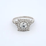 Vintage 1.34 Carat Old European Cut H-SI1 Diamond Platinum Engagement Ring