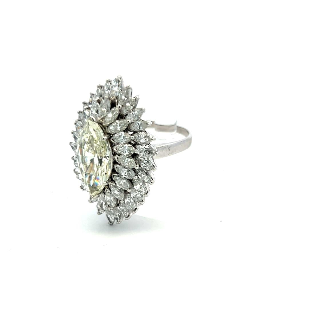 9.20ct Marquise Cut Platinum Diamond Cluster Vintage Cocktail Ring (H-N VS-I1)