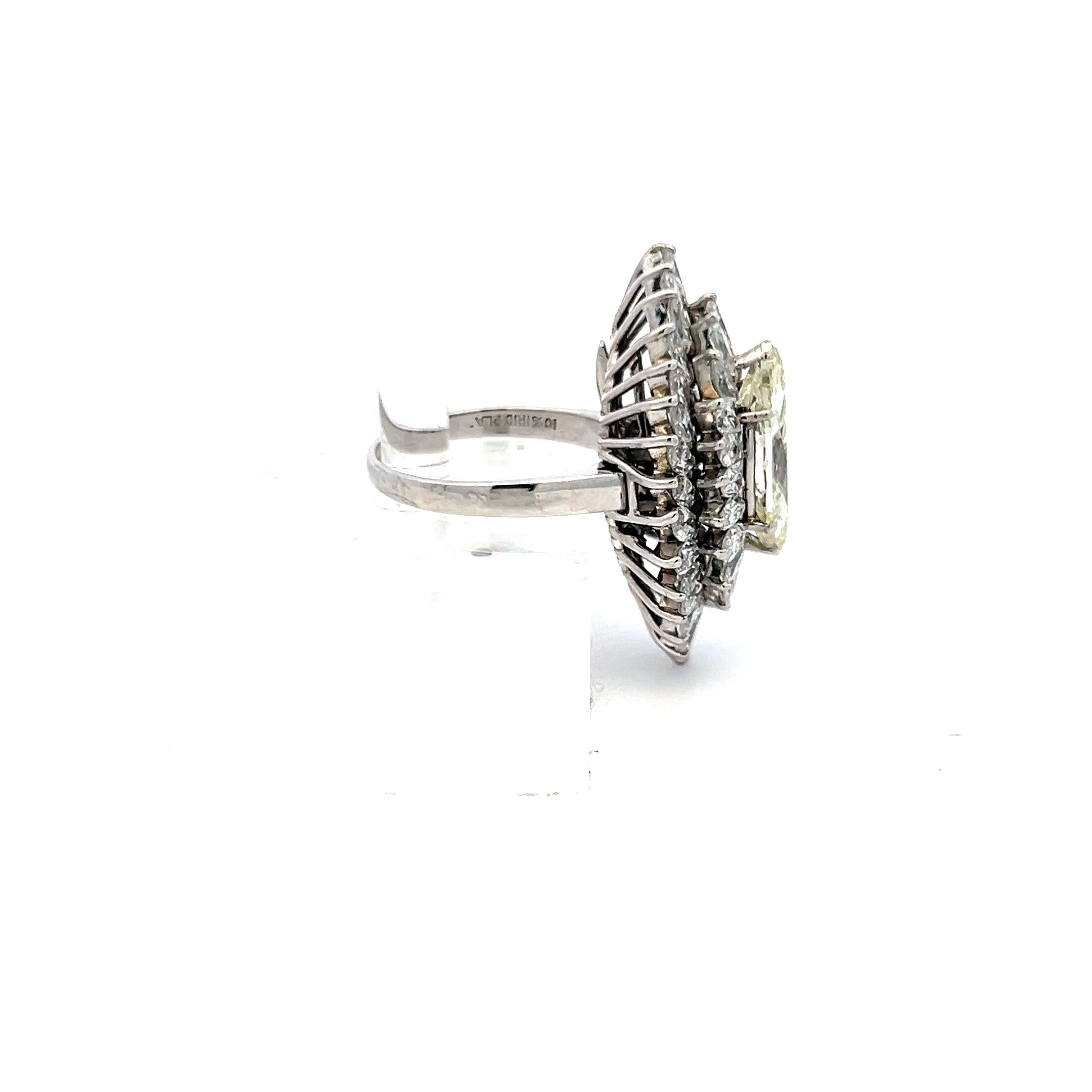 9.20ct Marquise Cut Platinum Diamond Cluster Vintage Cocktail Ring (H-N VS-I1)