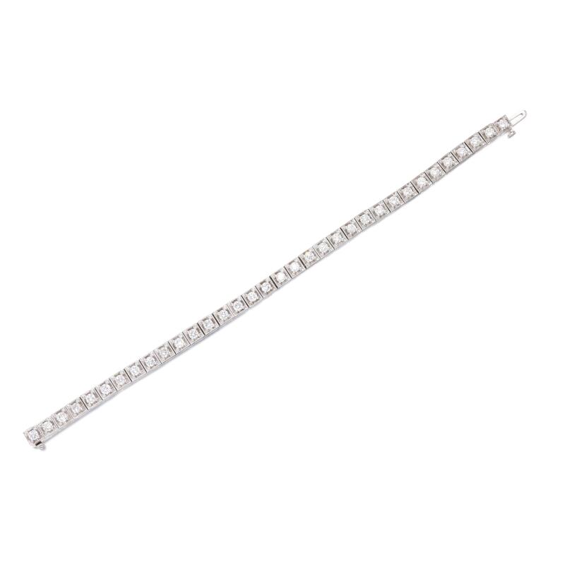 3.75 Carat Round Brilliant H SI1 Diamond 14 Karat White Gold Tennis Bracelet