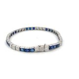 6.00 Carat Sapphire 1.26 Carat Old European Cut Diamond Platinum Art Deco Bracelet