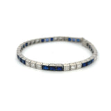 6.00 Carat Sapphire 1.26 Carat Old European Cut Diamond Platinum Art Deco Bracelet