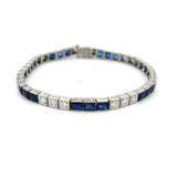 6.00 Carat Sapphire 1.26 Carat Old European Cut Diamond Platinum Art Deco Bracelet