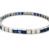 6.00 Carat Sapphire 1.26 Carat Old European Cut Diamond Platinum Art Deco Bracelet