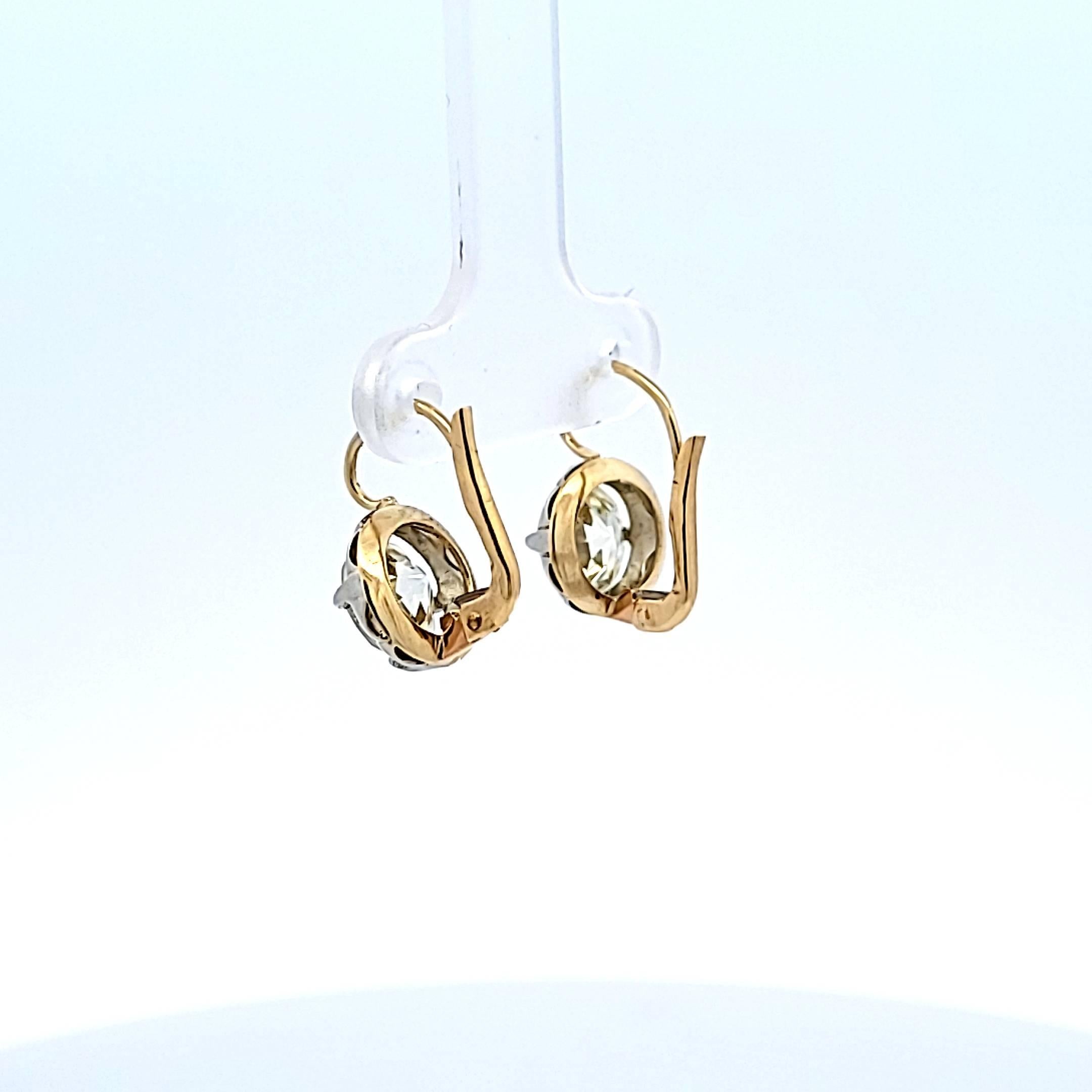 3.32ct Old European Cut O SI2–VS1 Diamond 18K Gold & Silver Leverback