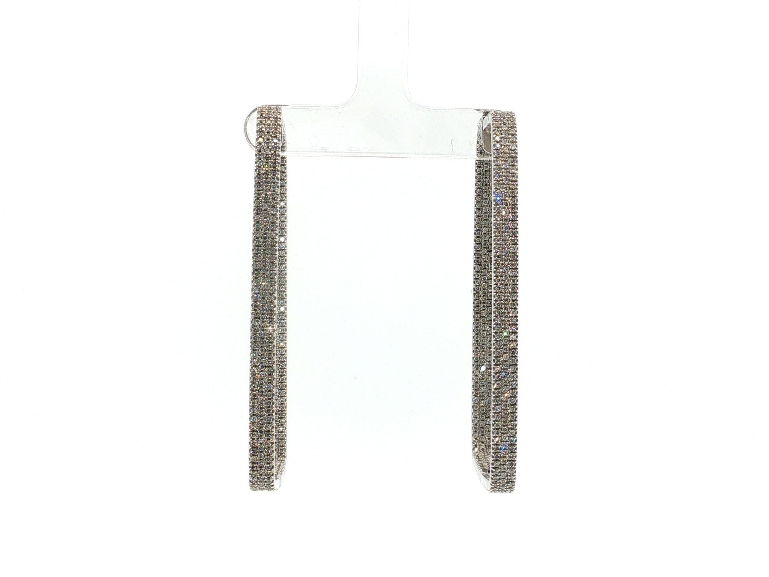 18K White Gold Hoop Earrings with 3.5 Carat Round J VVS1 Diamonds 23.1 Grams