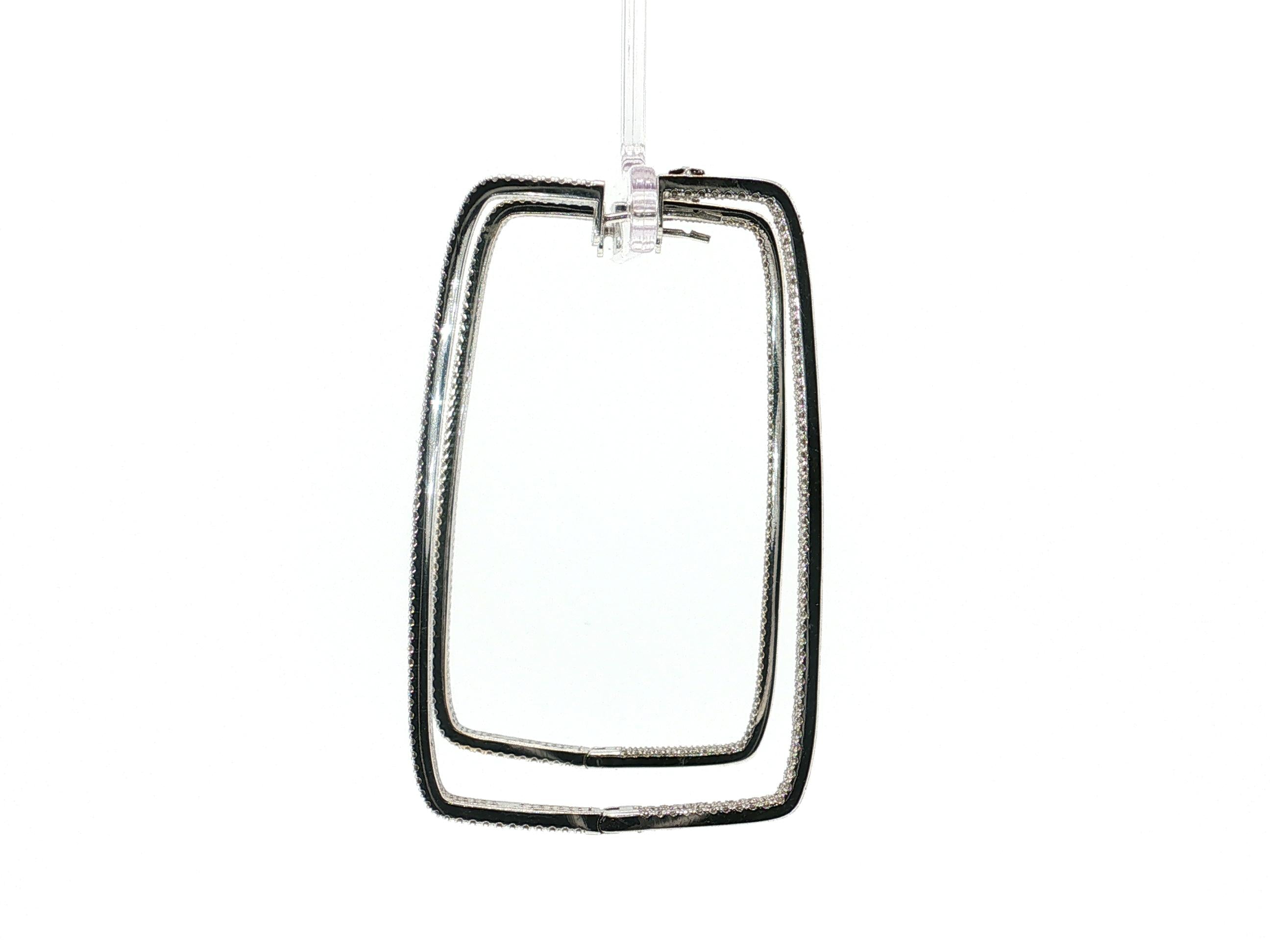 18K White Gold Hoop Earrings with 3.5 Carat Round J VVS1 Diamonds 23.1 Grams