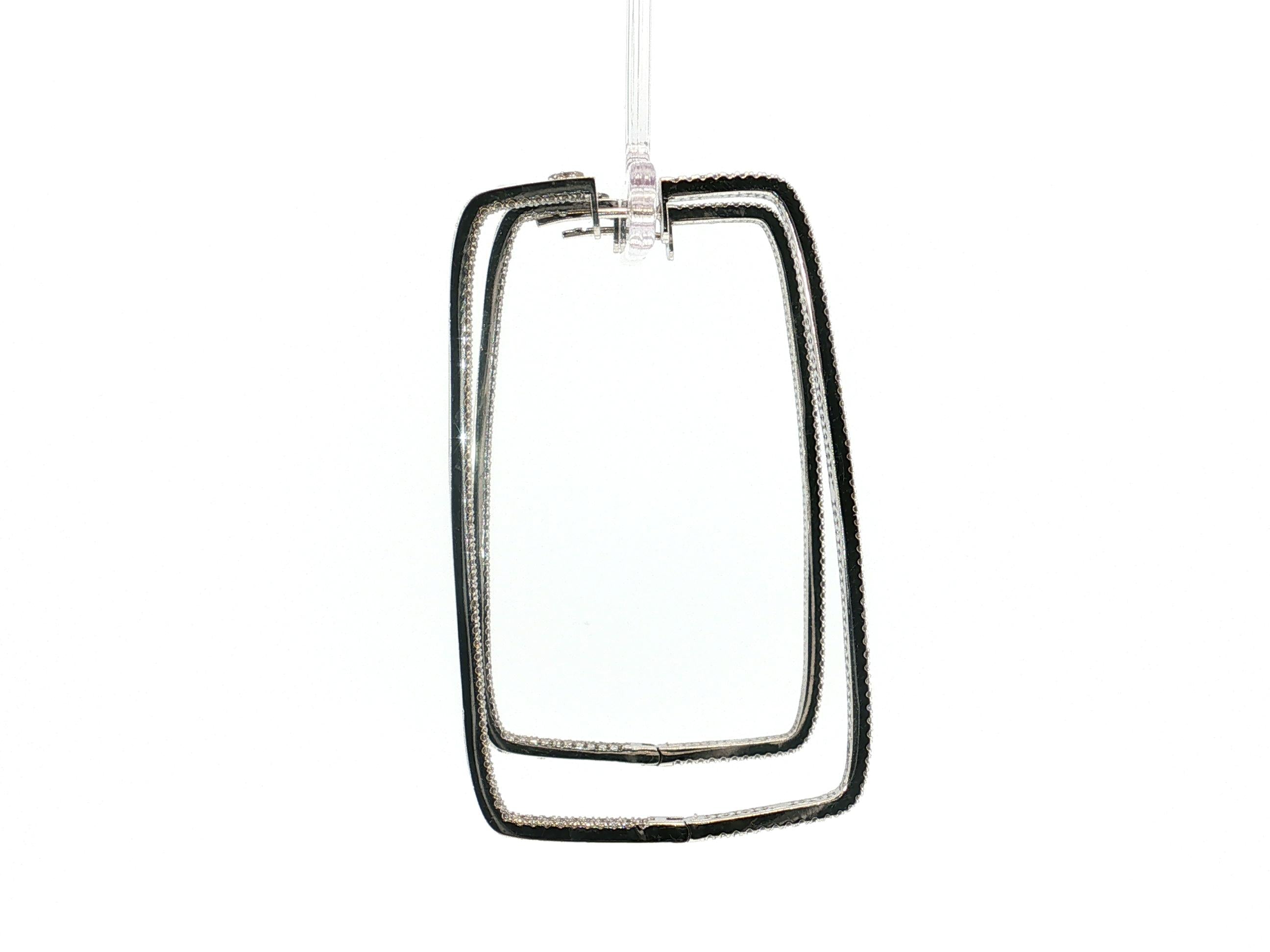 18K White Gold Hoop Earrings with 3.5 Carat Round J VVS1 Diamonds 23.1 Grams