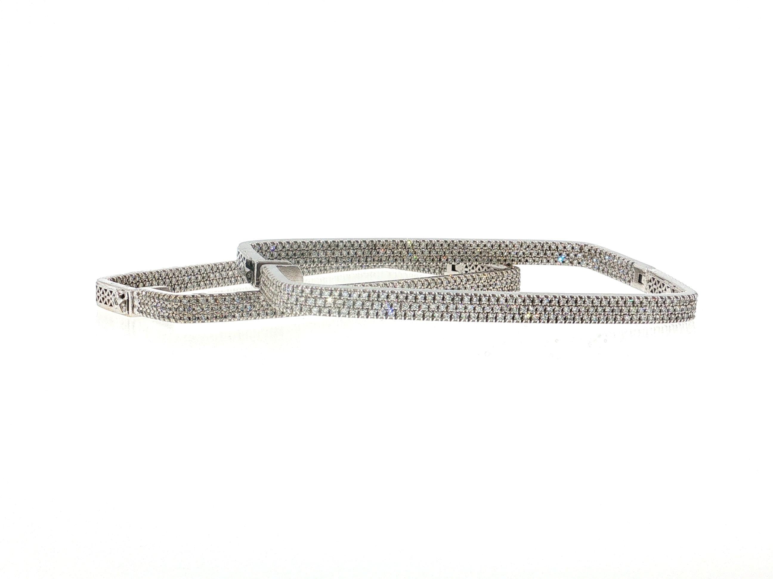 18K White Gold Hoop Earrings with 3.5 Carat Round J VVS1 Diamonds 23.1 Grams