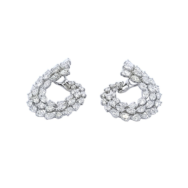 18.23 Carat Pear Shape I SI1 Diamond Platinum Cluster Earring