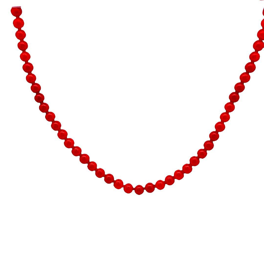 Red Coral Beed Vintage 22.80 Grams 18 Karat Yellow Gold Beed Necklace