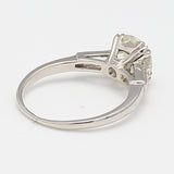 1.90 Carat Old European Cut and Baguette Diamond 14K White Gold Engagement Ring