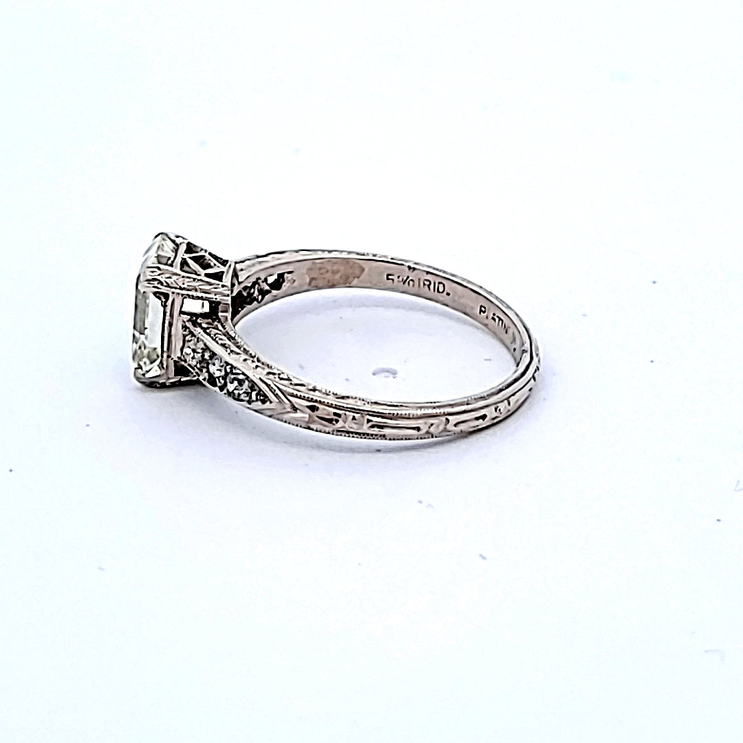 2.27 Carat Emerald Cut K-VS1 Diamond Platinum Engagement Ring