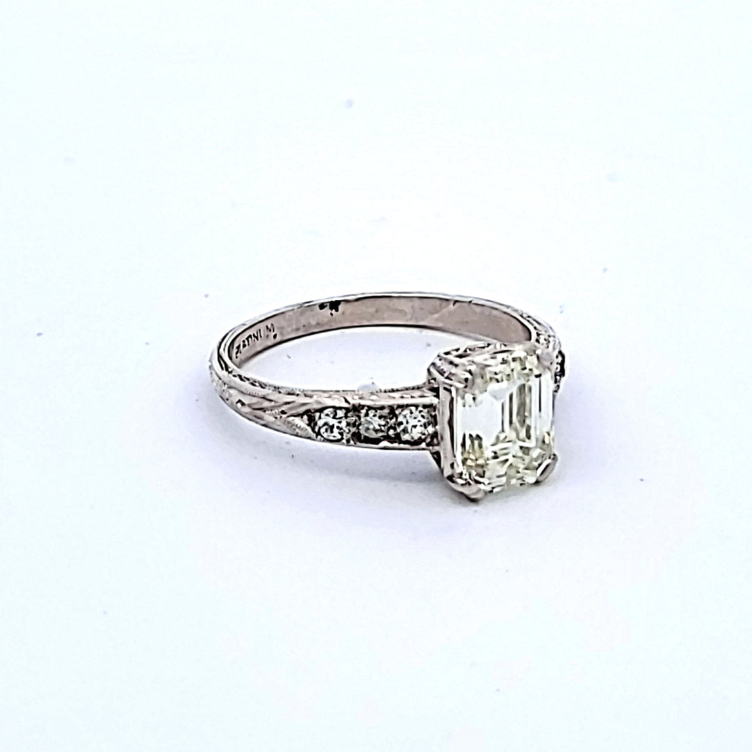 2.27 Carat Emerald Cut K-VS1 Diamond Platinum Engagement Ring