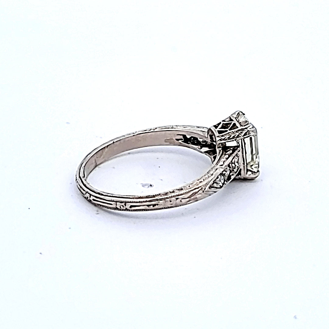 2.27 Carat Emerald Cut K-VS1 Diamond Platinum Engagement Ring