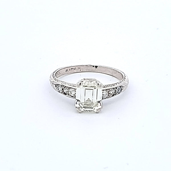 2.27 Carat Emerald Cut K-VS1 Diamond Platinum Engagement Ring