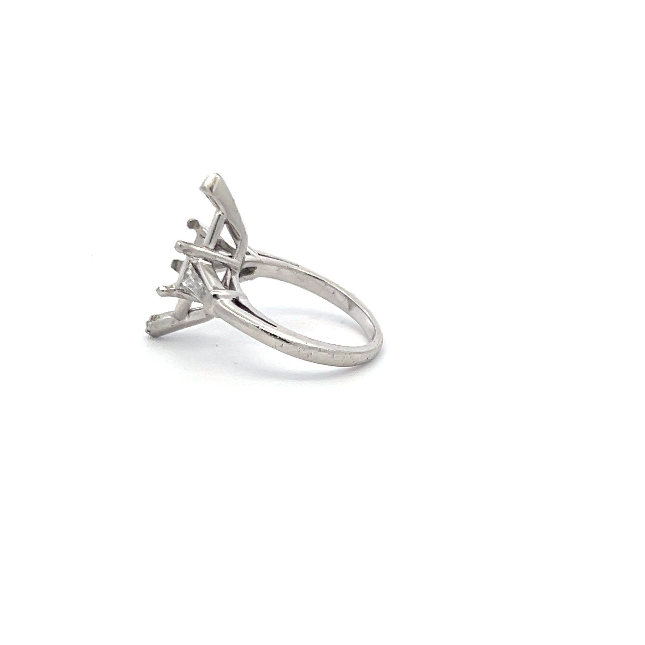 0.45 Carat Tapered Baguette Shape G VS1 Diamond Platinum Semi Mount Ring