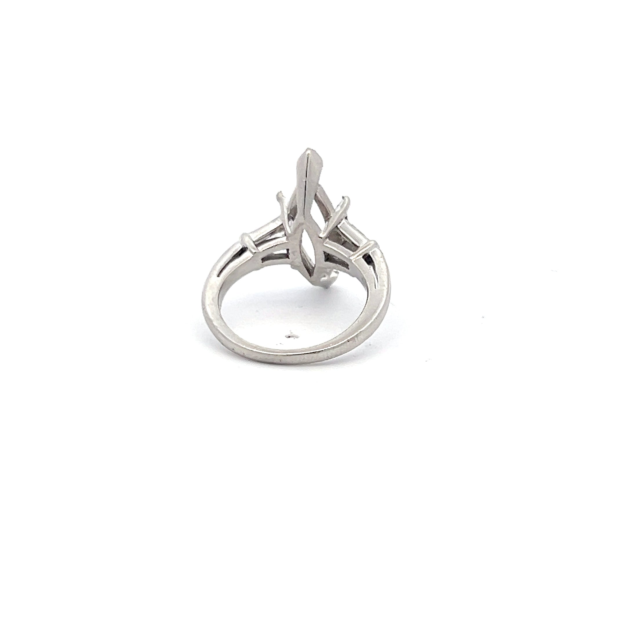 0.45 Carat Tapered Baguette Shape G VS1 Diamond Platinum Semi Mount Ring