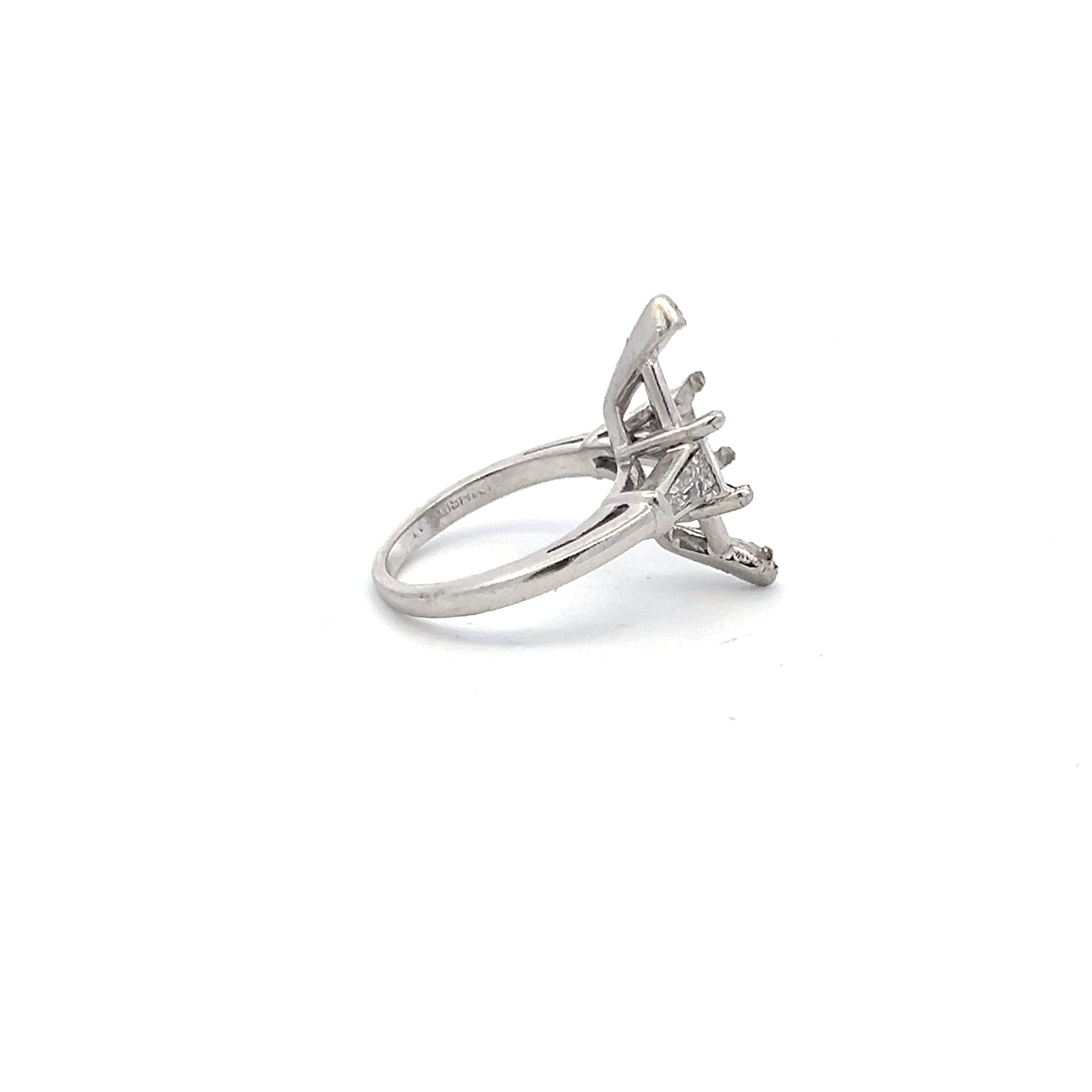 0.45 Carat Tapered Baguette Shape G VS1 Diamond Platinum Semi Mount Ring