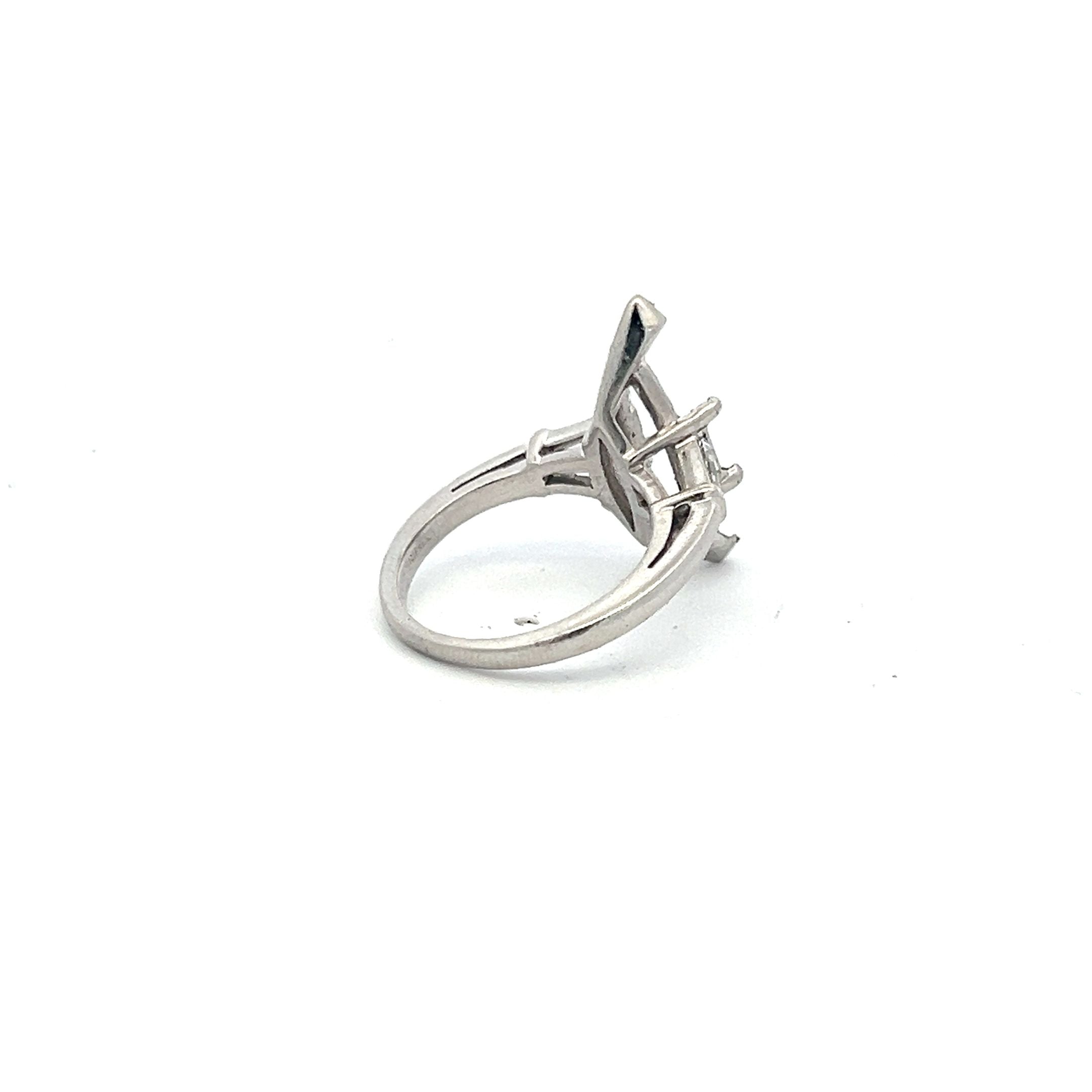 0.45 Carat Tapered Baguette Shape G VS1 Diamond Platinum Semi Mount Ring