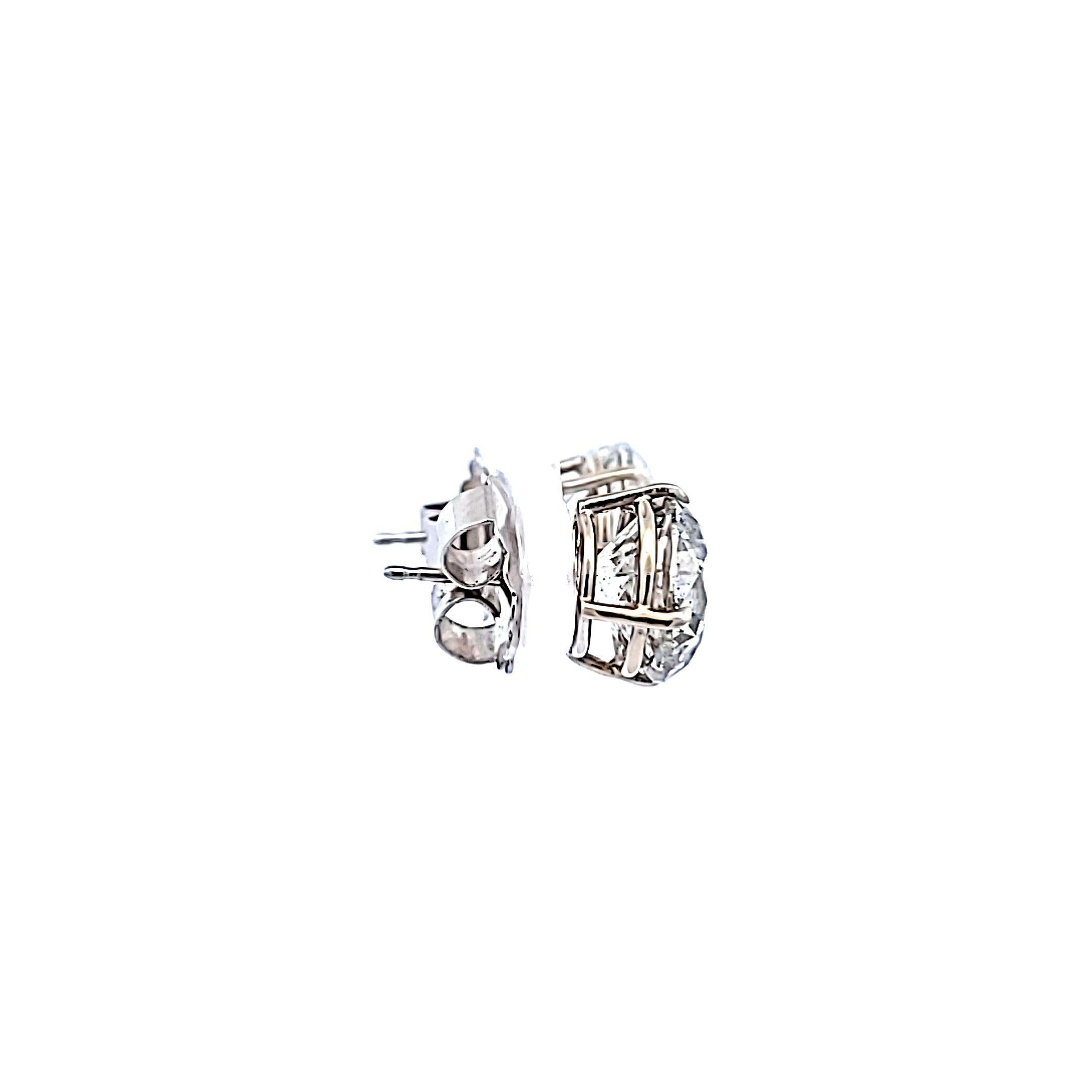 Platinum Stud Earrings with 8.01 Carat Round Diamonds FAG- I2 GIA