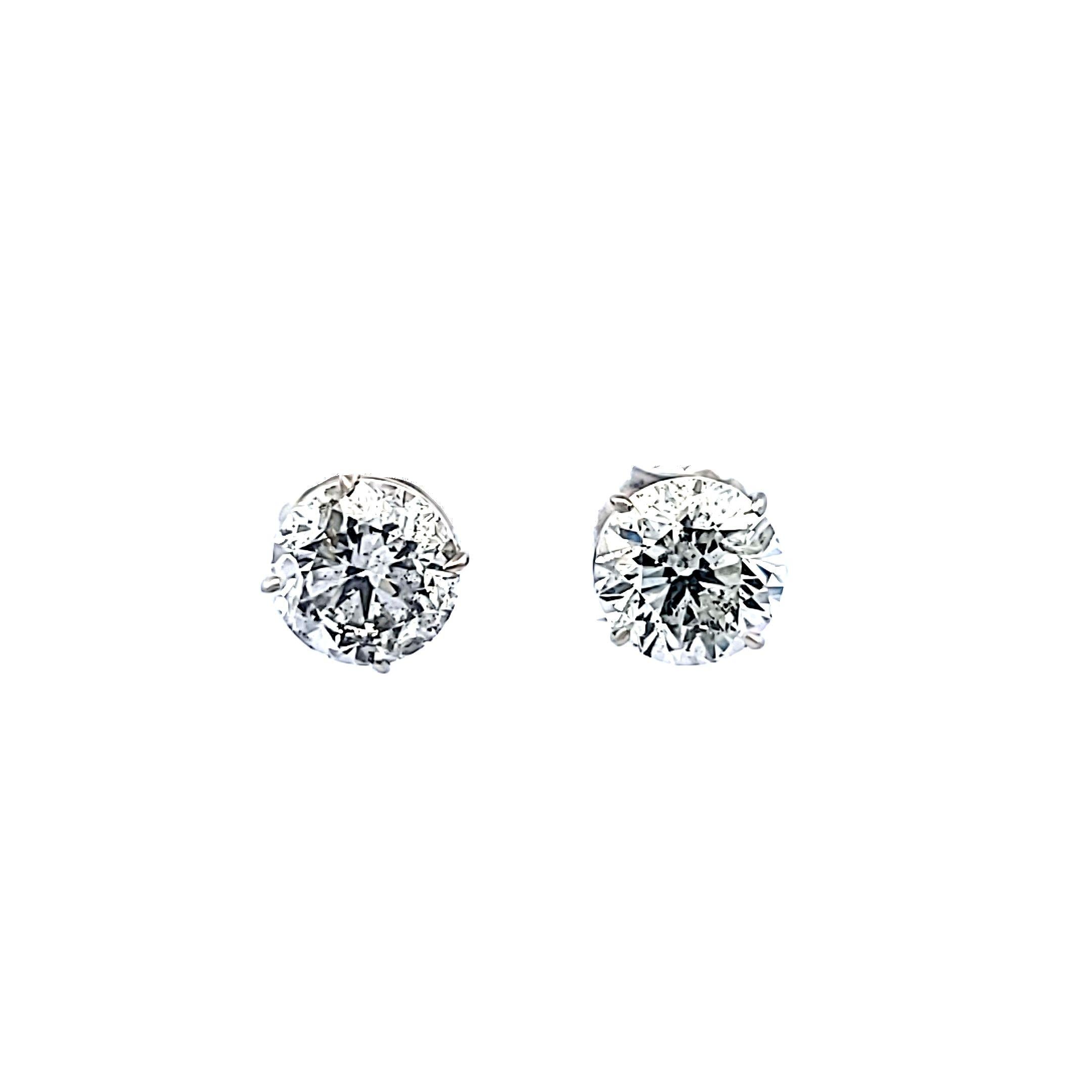 Platinum Stud Earrings with 8.01 Carat Round Diamonds FAG- I2 GIA