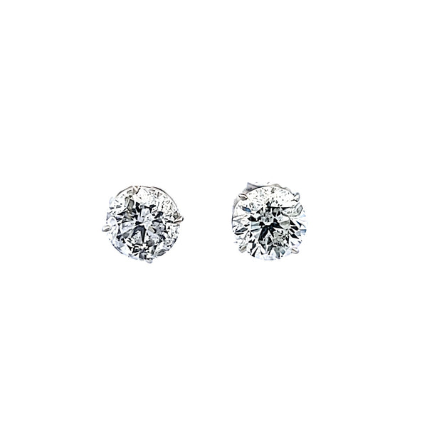 8.01 Carat Round Brilliant Faint Gray I2 Diamond Platinum Stud Earring