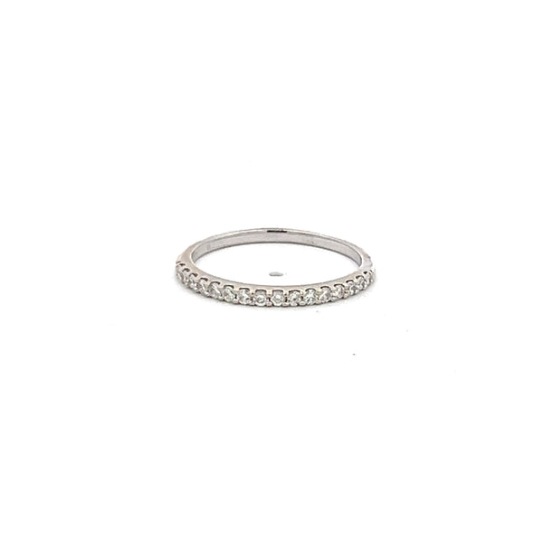 0.16 Carat Round Brilliant I SI1 Diamond 14 Karat White Gold Band Ring