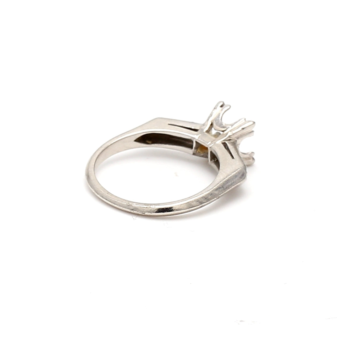 0.12 Carat Old European Cut H VS2 Diamond Platinum Semi Mount Ring